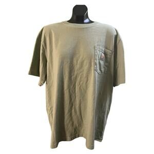 Carhartt Pocket T-Shirt XL Olive Green Cowboy Horse Graphic Back Workwear Tee